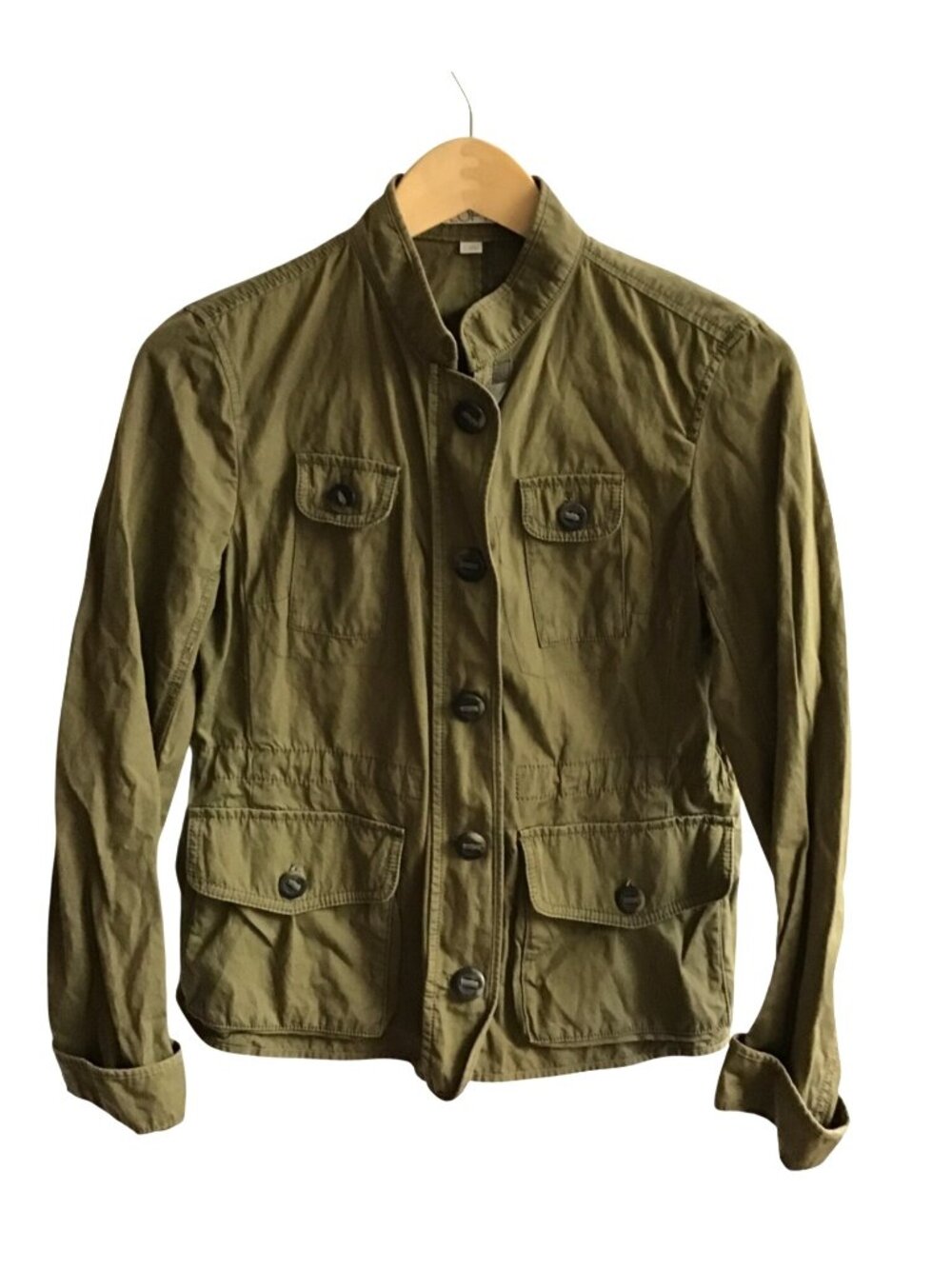 LOFT- WOMENS ARMY GREEN  96% COTTON LONG SLEEVE BUTTON DOWN JACKET SIZE SMALL